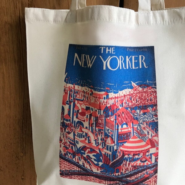 The New Yorker tote bag, the New Yorker art, ilonka karasz art, New York tote, nyc merch, New York canvas tote, Coney island