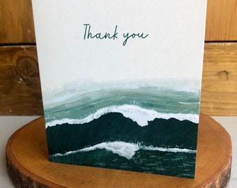 Blank thank you cards for friends family ocean art cards for friends ocean lover gift card ocean scene beach art cards