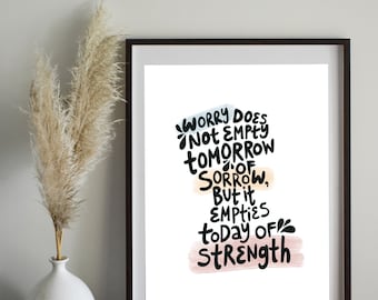 Printable quote art, inspirational wall art, don’t worry quote, printable wall art, digital download quote