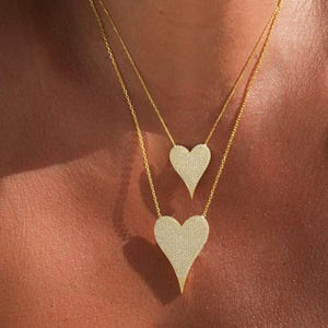 Herz Diamant Halskette Pave Diamanten Halskette Längliche Freundschaft Halskette, Zierliche Gold Herz Halskette, Kleine Herz Liebe Halskette für Mama