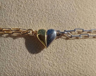 Couples Bracelets, Heart Silver Matching Bracelets Set, Long Distance Relationship Love And Connection Magnetic Friendship Bracelets