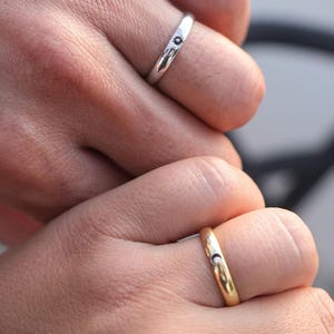 Anelli Luna e Sol, anelli Sole e Luna in argento, anelli abbinati regolabili, anelli a mezzaluna, anello per amanti dell&#39;anniversario, set di anelli di coppia