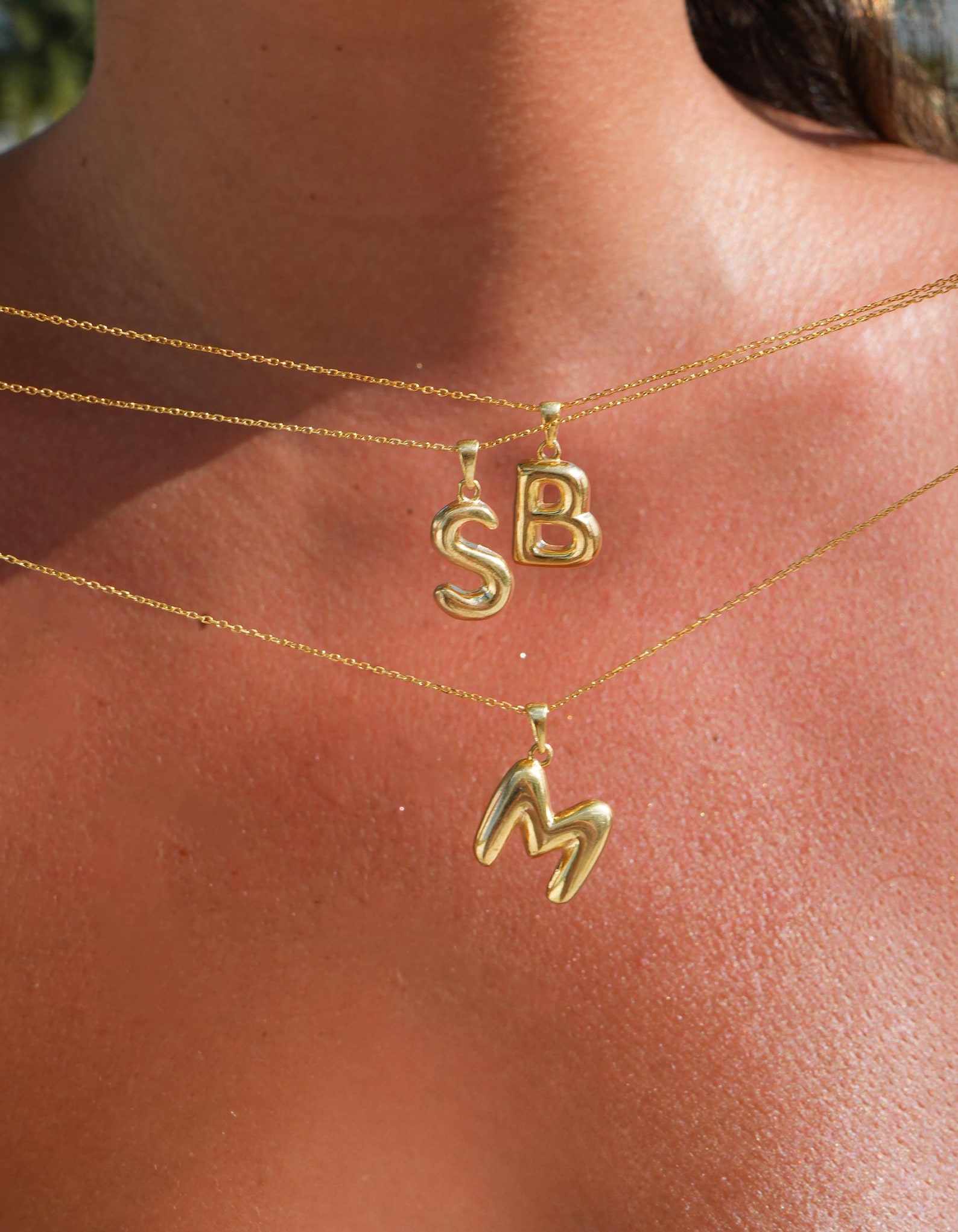 Collier initiale bubble 3D aperçu 2