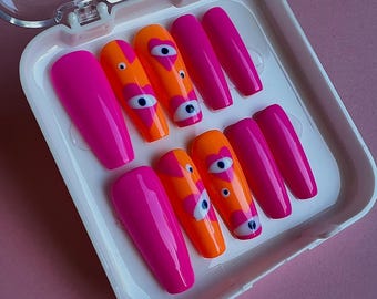 Neon Glow persnagels: handgeschilderde gel, herbruikbare zomerset