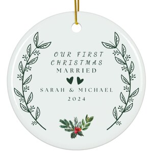 Our First Married Christmas Ornament Personalized Wedding Date Mr. & Mrs. Wedding Engagement Gift for Just Married Couple