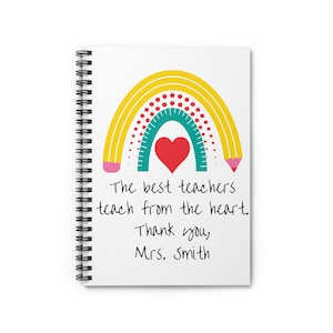 Personalized Teacher Notebook, Back to School Gift, Custom Spiral Journal, Teacher Appreciation Gift, Thank You Gift, End of School Year