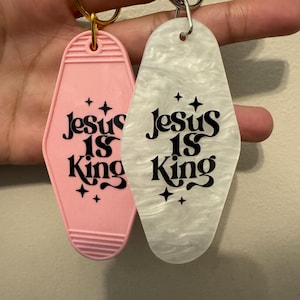 Jesus is King Christian Motel Keychains - Bible Art - Religious Gifts - Trendy - God Influenced Design