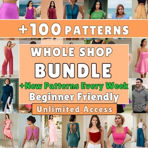 Whole Shop Bundle Sewing Patterns, women's PDF Patterns, Men Patterns, Beginner Digital pattern jumpsuit, Dress, Shorts, Top, Skirt, Blouse