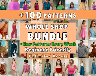 Whole Shop Bundle Sewing Patterns, women's PDF Patterns, Men Patterns, Beginner Digital pattern jumpsuit, Dress, Shorts, Top, Skirt, Blouse
