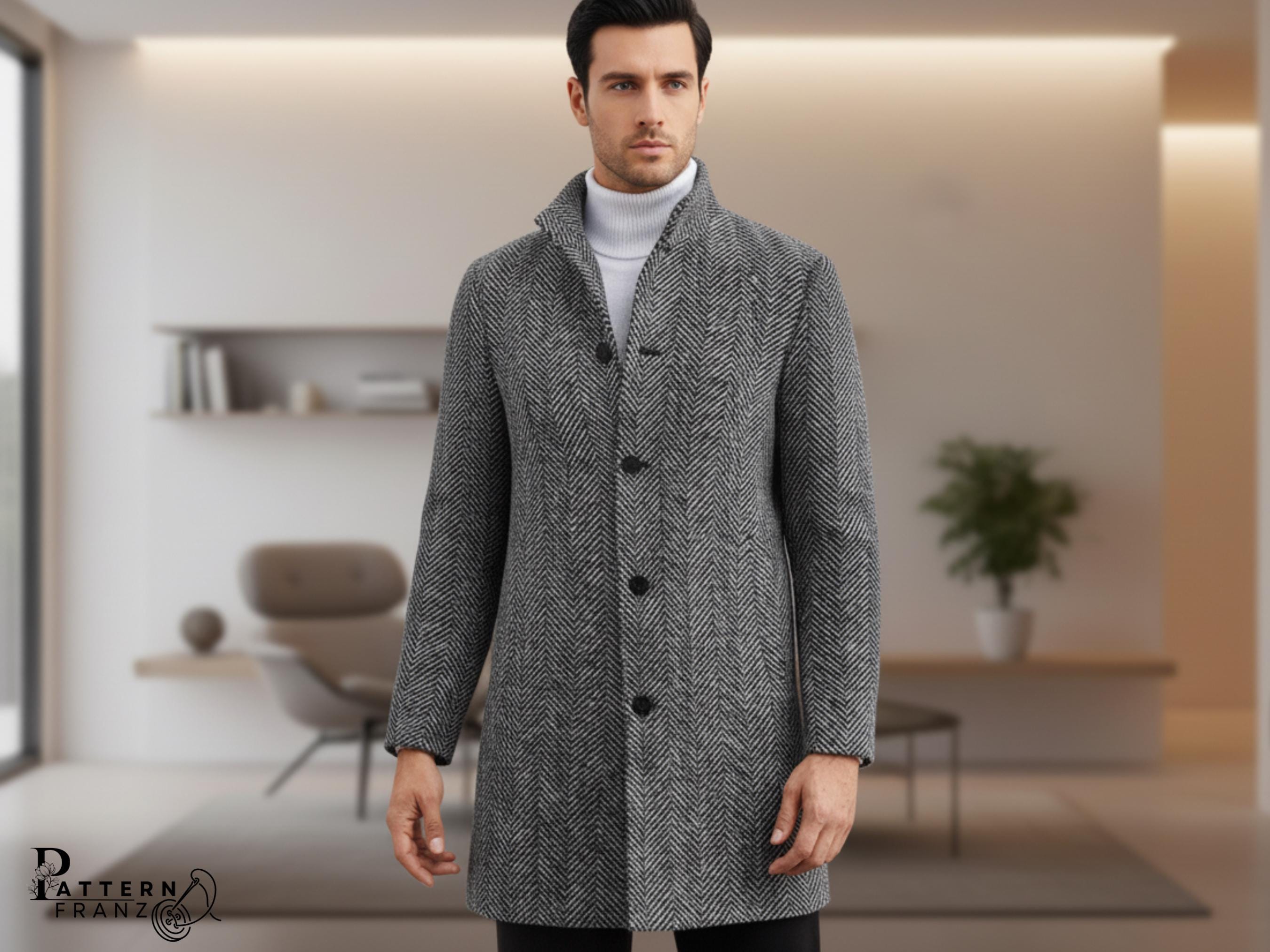 Men’s Overcoat Sewing Pattern PDF | Winter Jacket Pattern | Long Trench ...