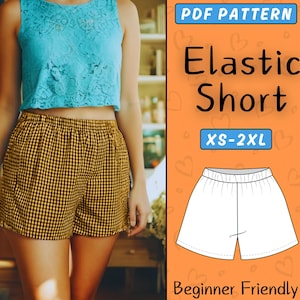 Shorts Sewing Pattern PDF | Elastic Shorts Pattern, Easy Summer Women Waistband Shorts, High Waist Wide Leg Shorts Patterns For Beginner
