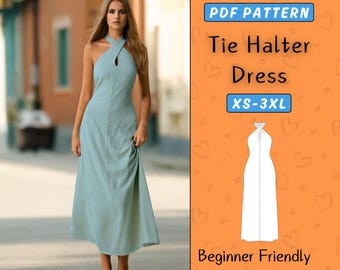 Halter Maxi Dress Pattern| Easy Dress Sewing Pattern for Women| Simple Summer Dress DIY With Gathered Bust & Open Back| Instant PDF Download - Etsy Halter Maxi Dress Pattern| Easy Dress Sewing Pattern for Women| Simple Summer Dress DIY With Gathered Bust & Open Back| Instant PDF Download - Etsy