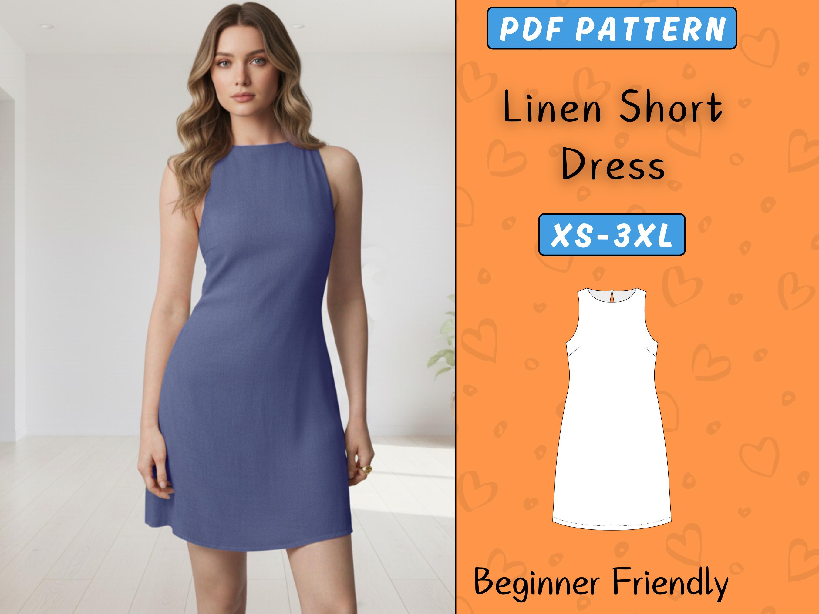 Linen Short Dress Sewing Pattern | Back Tie Mini Dress PDF Pattern | Beginner Friendly Summer Shift Dress | Casual Dress 7 Sizes XS-XXXL - Etsy Linen Short Dress Sewing Pattern | Back Tie Mini Dress PDF Pattern | Beginner Friendly Summer Shift Dress | Casual Dress 7 Sizes XS-XXXL - Etsy