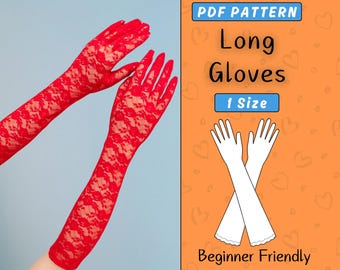 Long Gloves Sewing Pattern, Prom Wedding Mesh Gloves PDF Pattern, Evening Women Gloves, A0, A4, Letter with Instructions, Instant Download