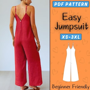 Jumpsuit Pattern | Overalls Women Sewing Pattern pdf | DIY Dungaree Pant Loose Trouser | Comfy Easy Jumpsuit PDF Pattern | Instant Download