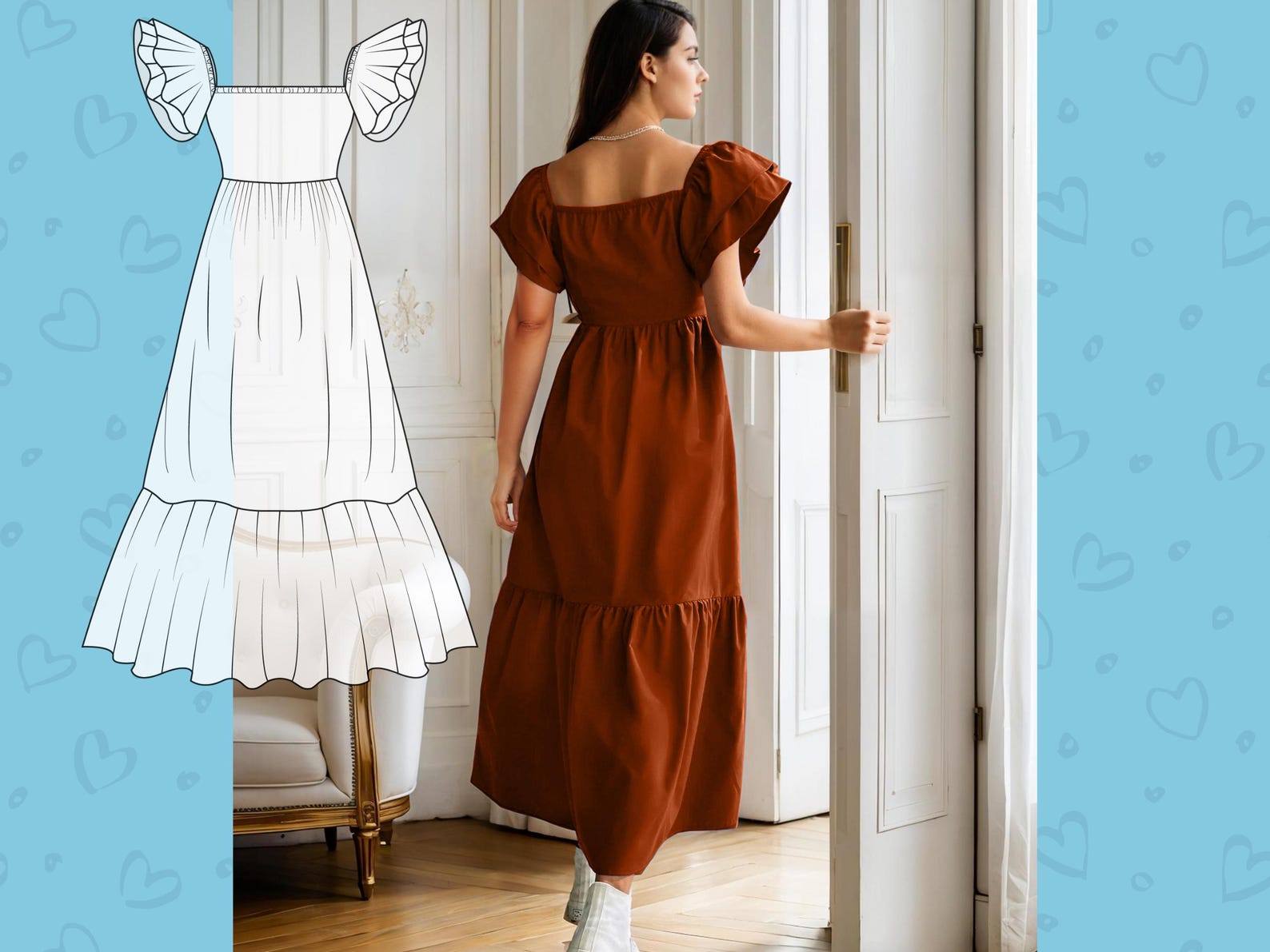 Tiered Ruffle Dress Sewing Pattern | Easy Dress PDF Pattern | Beginner ...