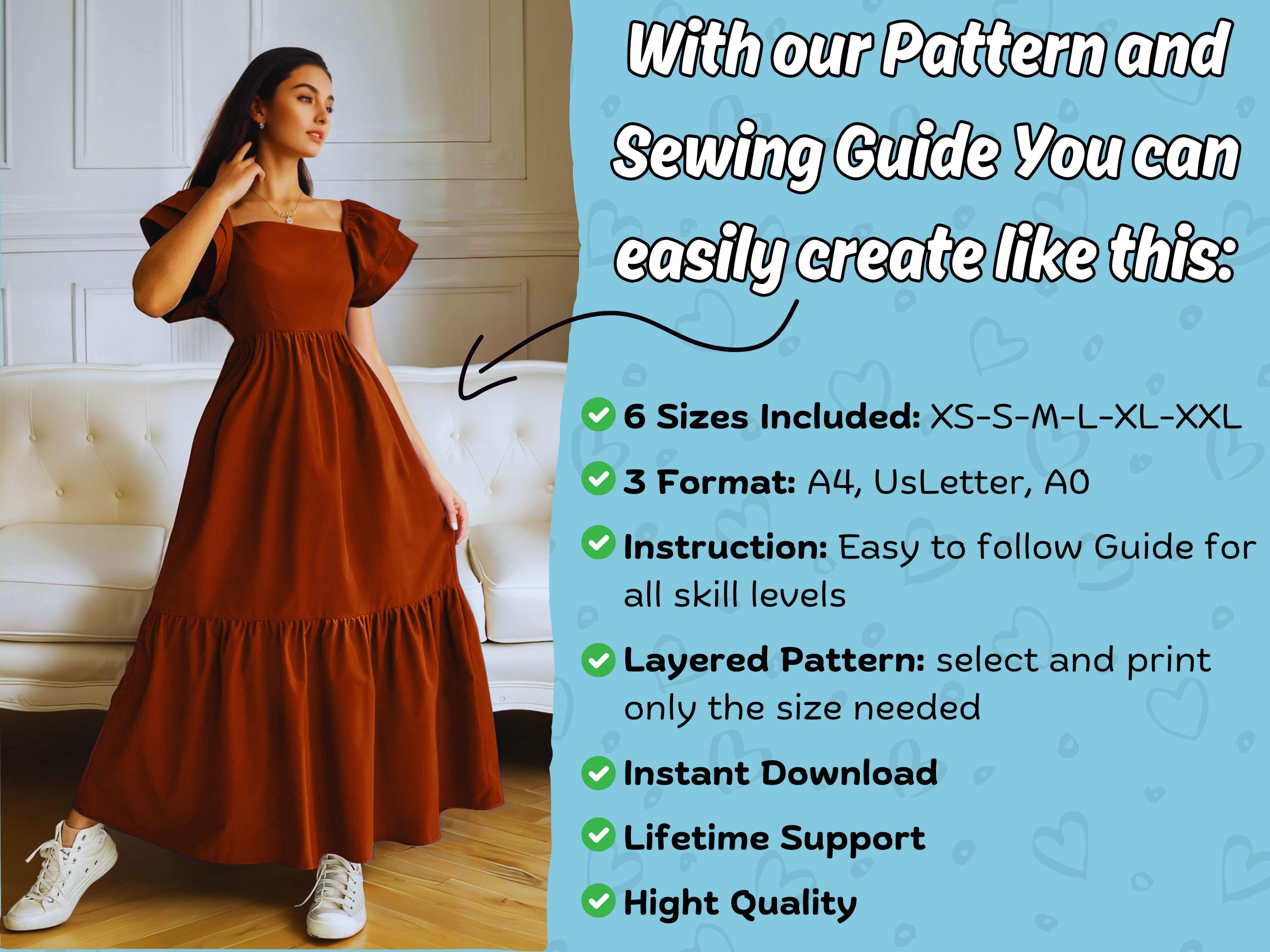 Tiered Ruffle Dress Sewing Pattern | Easy Dress PDF Pattern | Beginner Dress  Sewing Pattern| Instant Download | Comfy Hem Maxi Dress PDF - Etsy