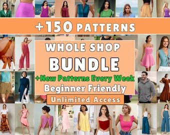 Whole Shop Bundle Sewing Patterns, women's PDF Patterns, Men Patterns, Beginner Digital pattern jumpsuit, Dress, Shorts, Top, Skirt, Blouse