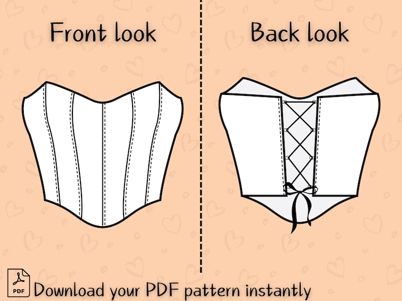Corset Sewing Patterns Overbust Corset Pattern Pdf XS-XXXL Bustier Tube ...