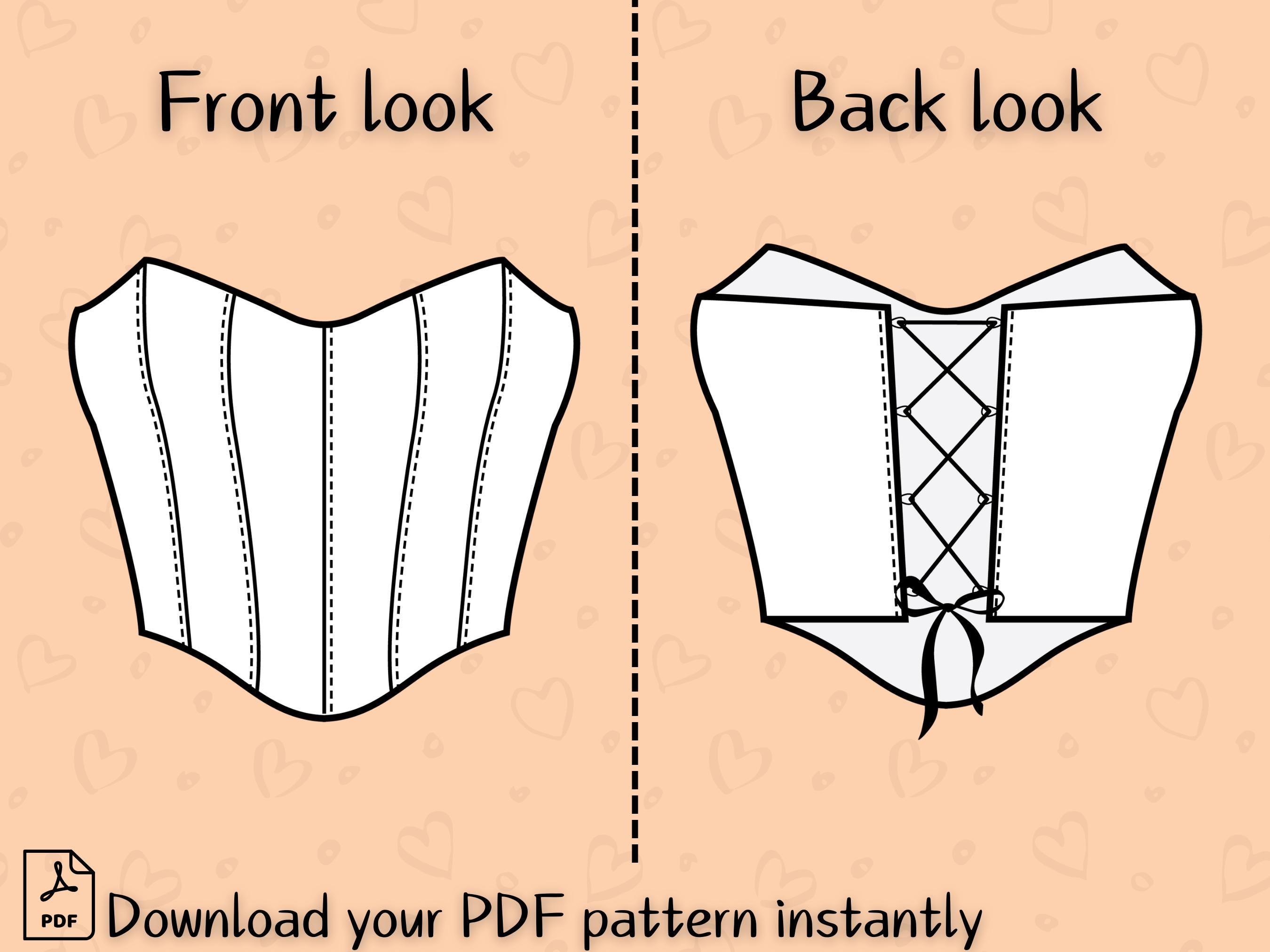 Corset Sewing Patterns Overbust Corset Pattern Pdf XS-XXXL Bustier Tube ...