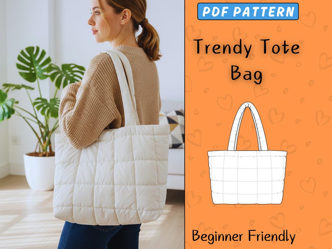 Trendy Tote Bag Sewing Pattern | Beginner Handbag PDF | Easy Large ...
