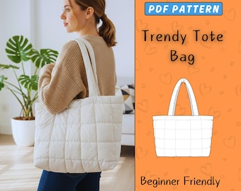 Trendy Tote Bag Sewing Pattern | Beginner Handbag  PDF | Easy Large Shoulder Bag | Women Shopping Bag & Travel Tote Handbag Pattern