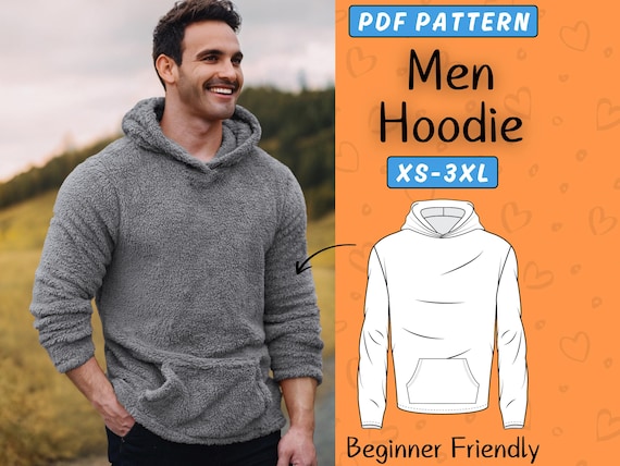 Men Hoodie Sewing Pattern | Easy Oversized Sweatshirt Hoodie Pattern for Mens | XS-XXXL | Hooded Sweater PDF Pattern | Instant Download