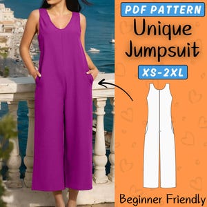 Overall Schnittmuster, Bequemes PDF Schnittmuster Frauen Jumpsuit, Einfache Latzhose Hose Lose Hose | Sofortdownload | Einfaches Digitales PDF