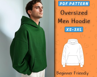 Oversized Hoodie Sewing Pattern: Unisex PDF Sweatshirt (XS-XXXL) (Digital Download