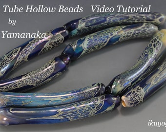Lampwork Video Tutorial: Long Tubes Blown Hollow Beads with Decorations by Ikuyo Yamanaka