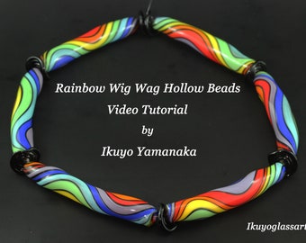 Lampwork Video Tutorial: Rainbow Wigwag Blown Hollow Beads with  by Ikuyo Yamanaka