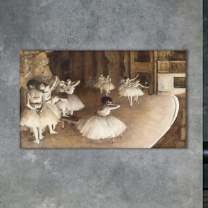 Ballet Rehearsal Canvas Art Print,Vintage Edgar Degas Painting Wall Decor, Cotton Canvas Poster for Classical Art Lovers, Tutu Dance Artwork