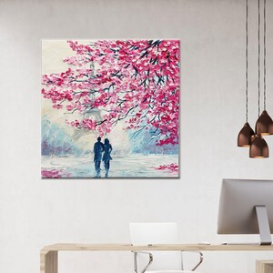 Lover Canvas Art, Couple Wall Decor, Pink Leaves Artwork, Eiffel Poster Art, Eiffel Tower Art, Eiffel Landscape, Valentines Day Decor,
