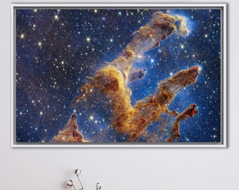 Pillars of Creation Canvas Art: Hubble Galaxy Photo, Cosmic Sci-Fi Decor
