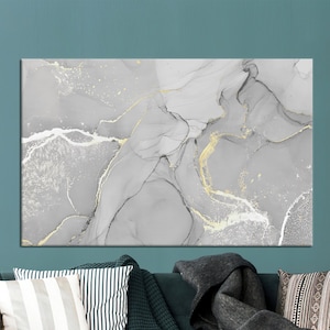 Gray Marble Canvas Art: Modern Abstract Wall Decor