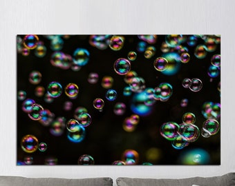 Bubbles Canvas Art: Colorful Wall Decor, Framed Option