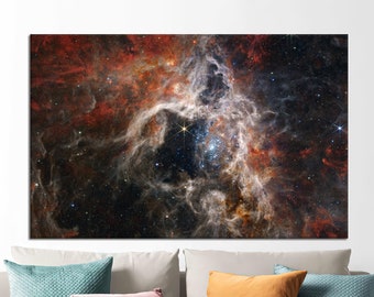 Tarantula Nebula Canvas Art: James Webb Telescope Starry Sky Print