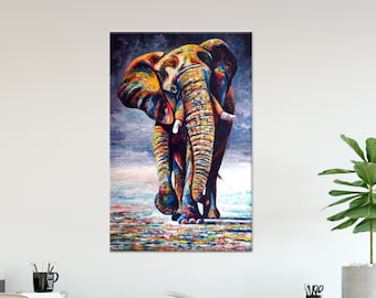 Colorful Elephant Painting Print, Canvas Wall Art, Abstract Wall Art, Modern Wall Decoration, Living Room Decor, Framed Canvas, Home Decor,