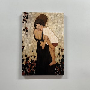 グスタフ・クリムトのアートワークキャンバスプリント、母と子のウォールアート、アールヌーボーの装飾、お母さんへの贈り物、母の日の贈り物、モダンなウォールアート、