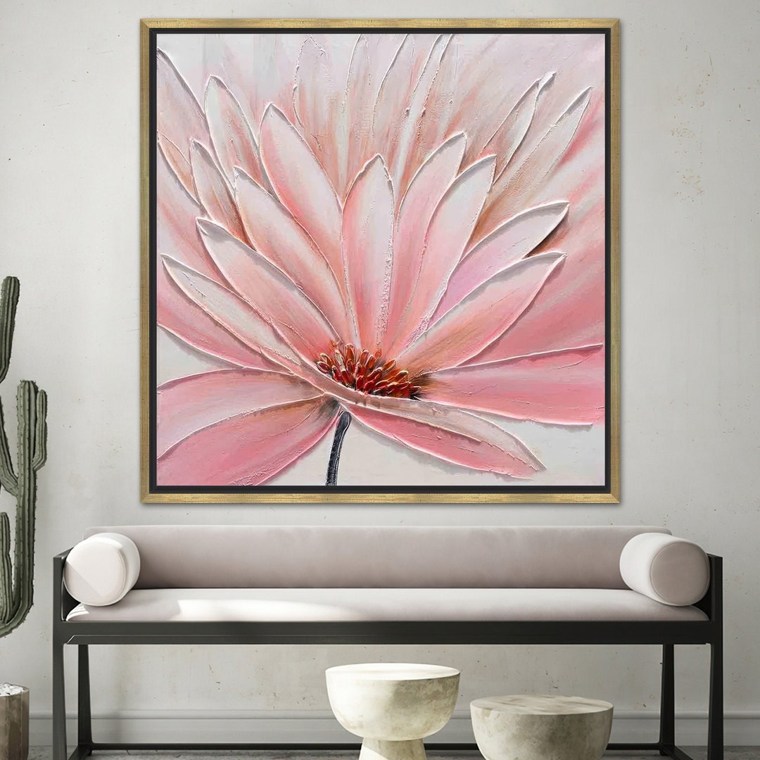 Pink Flower Canvas Art: Modern Floral Wall Decor - Etsy