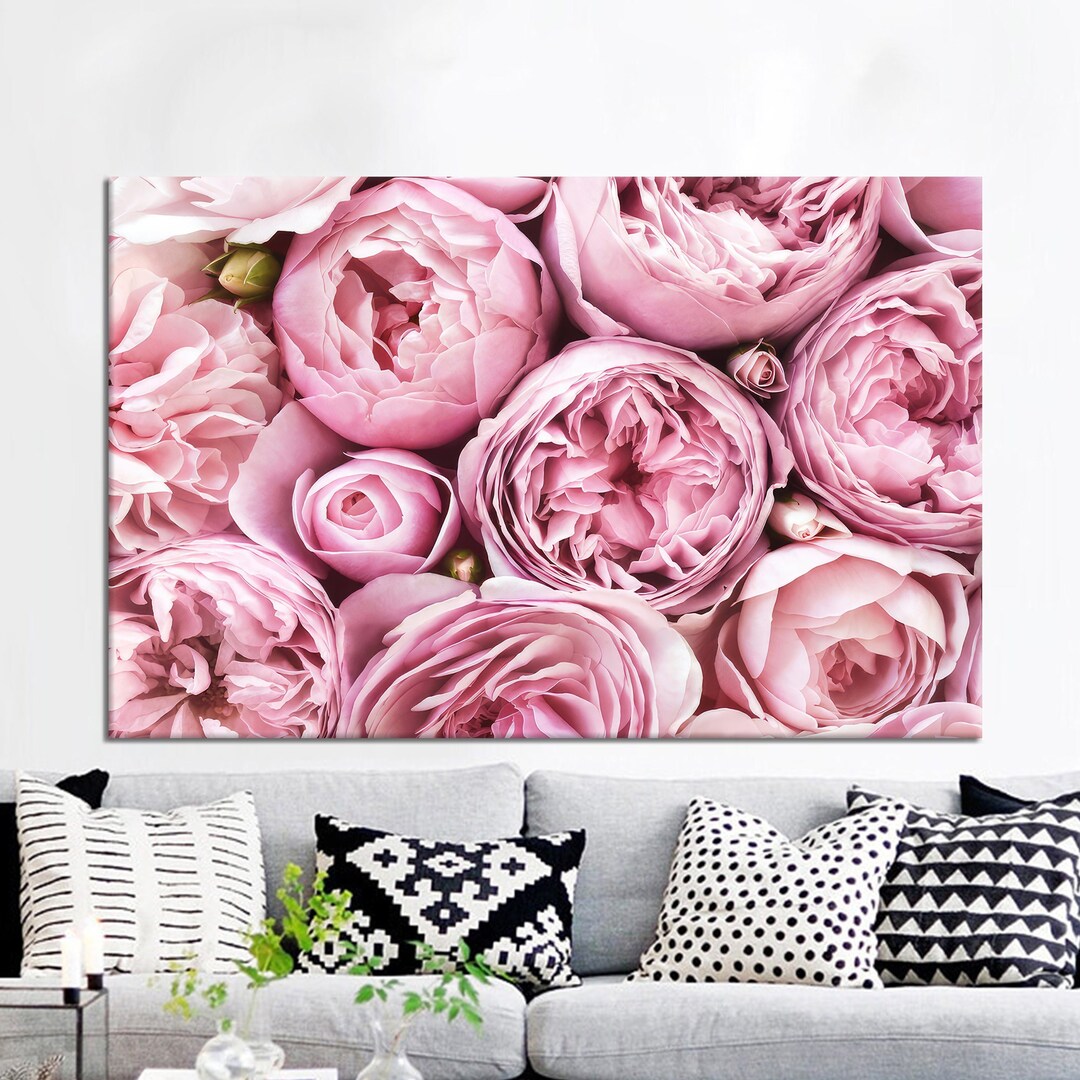 Pink Rose Canvas Print: Modern Floral Wall Art - Etsy