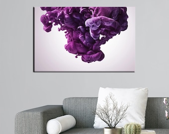 Framed Canvas, Abstract Art Canvas, Purple Wall Hanging, Modern Printed, Abstract Purple Canvas Art, Personalized Gift For Her,