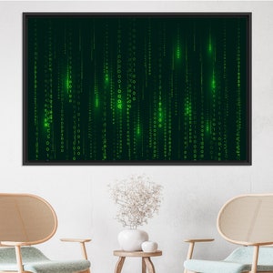 Matrix Code Wall Art – Green Digital Binary Canvas – Tech Inspired ...