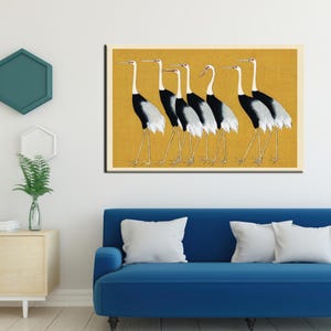 Personalisiertes Babygeschenk, Ogata Korin Poster, Reproduktion Wandbehänge, Tier 3D Leinwand, Kraniche Wandbehang, Geschenk für ihn,