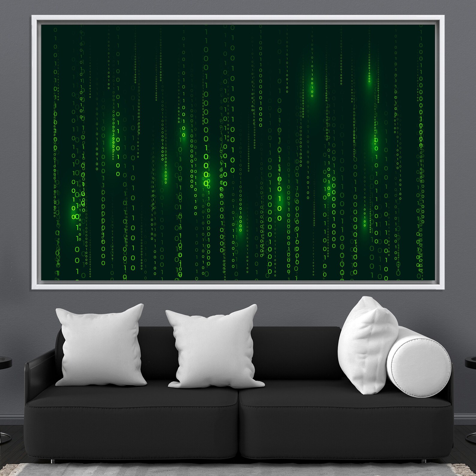Matrix Code Wall Art – Green Digital Binary Canvas – Tech Inspired ...