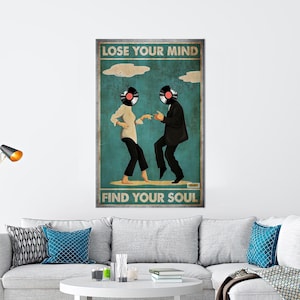 Tanzendes Paar Poster, Moderne Leinwand Dekor, Verlieren Sie Ihren Geist Finden Sie Ihre Seele Leinwand Poster, Musikzimmer Wandbehang, Halloween Dekor,
