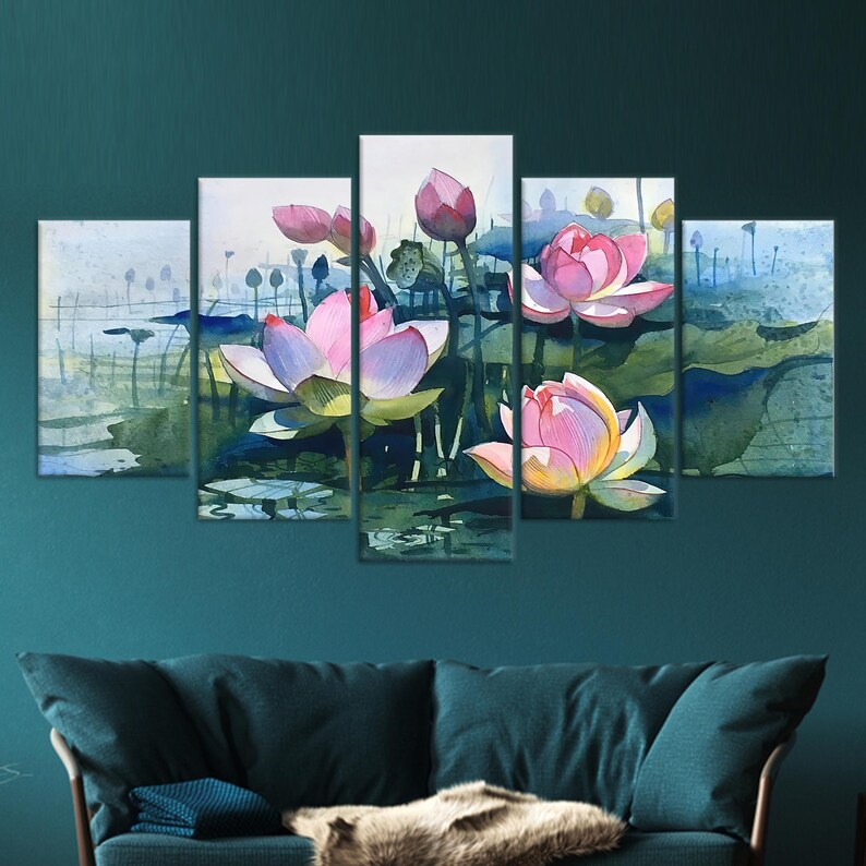 Lotus Flower Canvas Art: Modern 3D Wall Decor - Etsy
