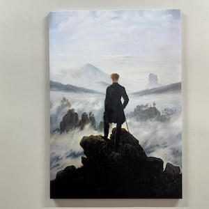 Man Art Canvas, Caspar David Friedrich Wall Hanging, Wanderer Above the Sea of Fog Art Canvas, Famous Canvas, Holiday Decor Art,