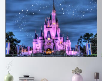 Cinderella Castle Canvas Print: Starry Sky Kids Room Wall Art