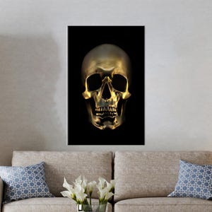 Boho Wandkunst, Gold Leinwand Kunst, Loft Wandbehang, moderne Wand-Dekor, goldene Schädel Wandkunst, moderne Kunst Leinwand, Weihnachtsgeschenke,